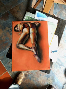 img Oilpainting "What's Up" Artwear top print