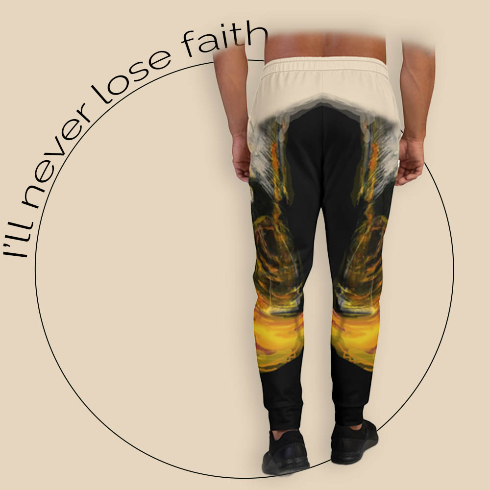 Photo of Men's all over printed Jogger with artwork "I'll never lose faith in me"