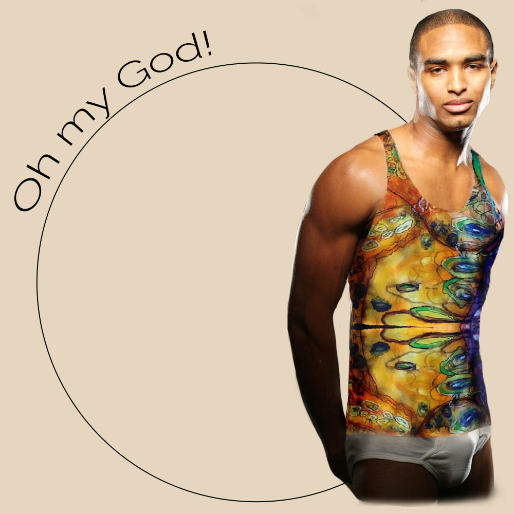Img left side Mens colorfull Tank-Top "Oh My GOD"